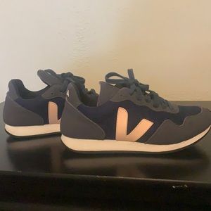 Navy and pink Veja sneakers